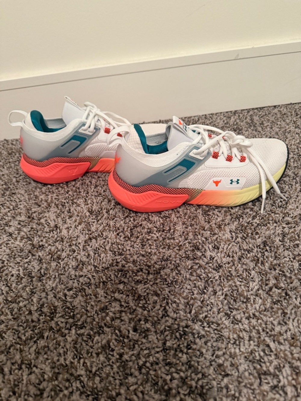 Under Armour Women project Rock White Teal Orange Accent Athletic Sneakers